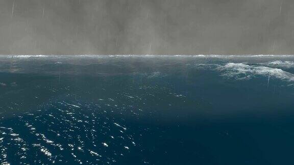 暴风雨和闪电的海洋打雷的声音