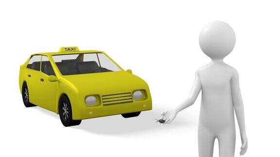 3D人呈现出租车