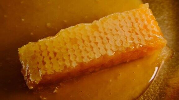 蜂窝和蜂蜜特写