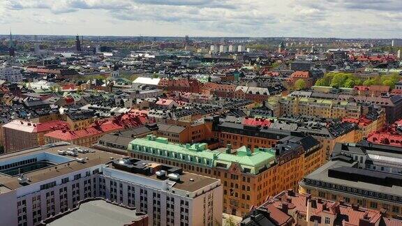 鸟瞰图斯德哥尔摩中心平移