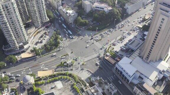 城市建筑综合体十字路口交通航拍