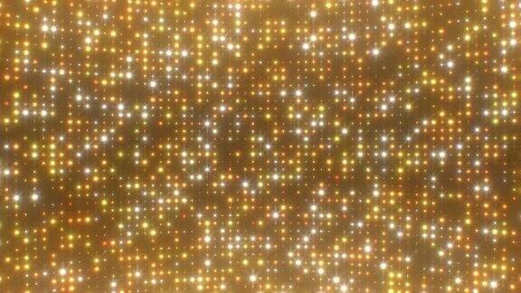 闪亮的金色粒子美丽闪烁闪烁的灯光发光-4K无缝VJ循环运动背景动画