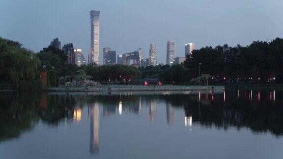北京国贸CBD城市日夜变化