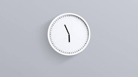 现代时钟时间流逝移动快在白色背景时间从早上12点到下午12点跑得很快时钟过去了12个小时Loopable