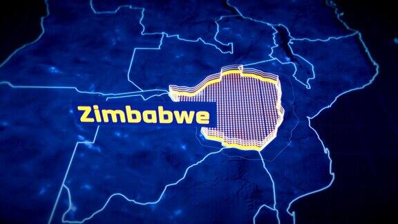 津巴布韦国家边界3D可视化现代地图大纲旅游