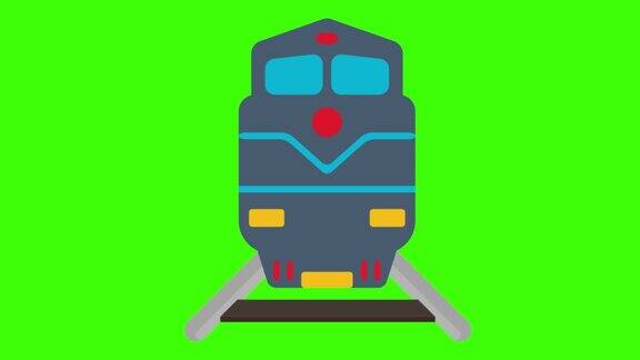 绿色屏幕上火车图标的动画