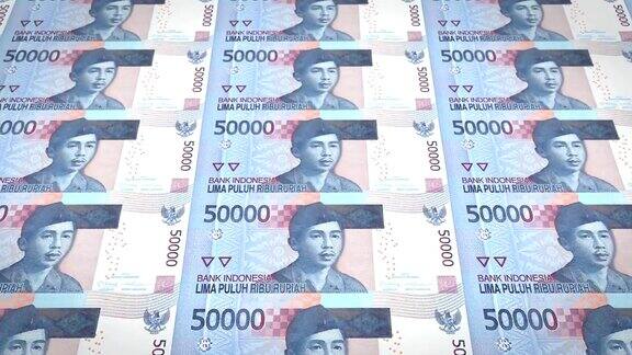 钞票5万印尼盾滚动现金钱循环
