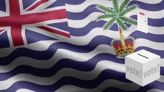 投票旗英属印度洋领土-英属印度洋领土旗帜高细节-国旗英属印度洋领土波浪图案环状元素-织物纹理和无尽的循环-垂直旗-织物纹理和无尽的循环