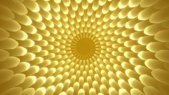 黄色发光径向螺旋花曼陀罗图案环背景