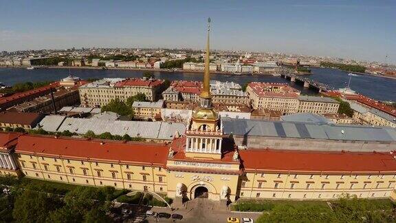 鸟瞰图海军尖顶圣彼得堡4k