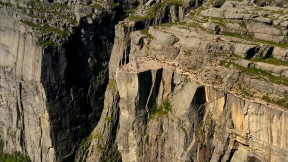 航拍讲坛岩石布道石美丽的自然挪威