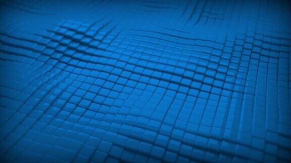 三维光滑立方体图案蓝色蔚蓝波浪抽象最小几何运动背景无缝循环背景动画高级最小动画横幅现代壁纸的文本和演示文稿模板