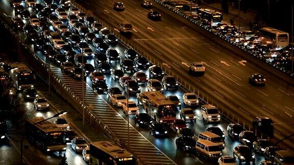 尖峰时段交通与拥堵鸟瞰图北京中国