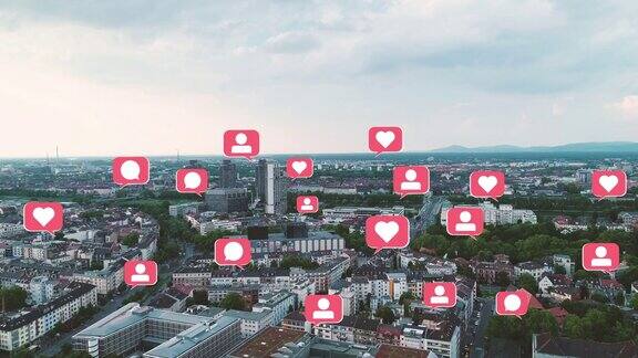 技术营销下城市弹出3d社交信息