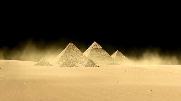 黑色背景上的埃及吉萨金字塔