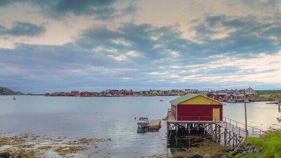 挪威挪威罗浮敦群岛的日落风景