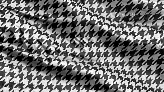 单色黑白无缝犬牙花纹纺织面料在风的背景上飘扬传统的阿拉伯纹理全灌装无缝回路