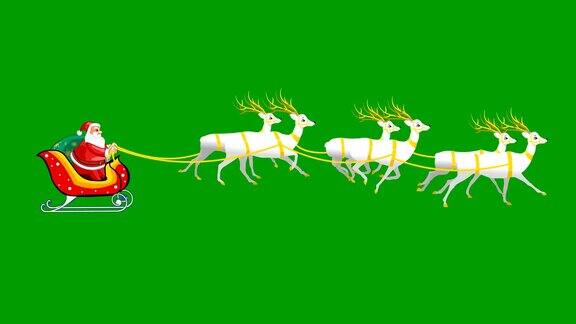 圣诞老人和缰绳鹿在圈里