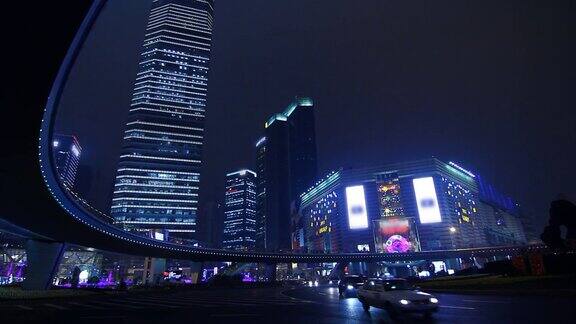 夜晚的上海未来城市景观