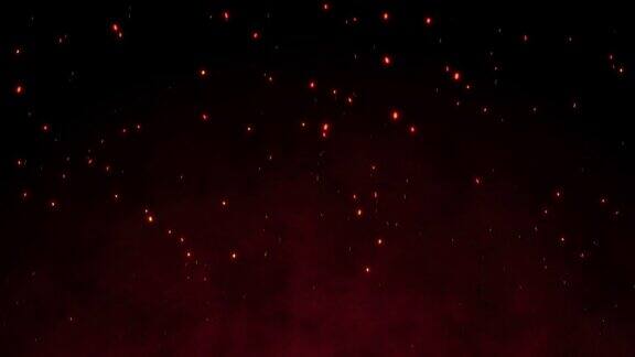 4K燃烧的红色炽热火花在夜空中升起从火中飞出余烬以火为主题的美丽抽象背景光自然背景概念