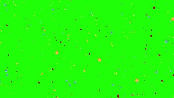 各种形状的4K颜色五彩纸屑与alpha通道-绿色屏幕