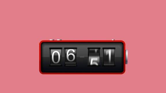 复古齿轮时钟计时器动画在粉红色背景股票视频-复古机械时钟和数字计数器视频-包括覆盖Alpha和绿色屏幕背景的色彩键控