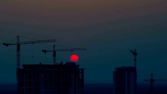 城市上空的日落时间流逝