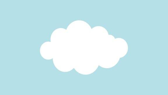 蓝色背景上的白云动画天空平面设计