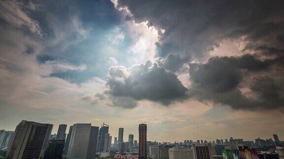 白天阳光明媚的新加坡天空从屋顶落下4k时间