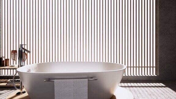 热带浴室日式风格3d渲染