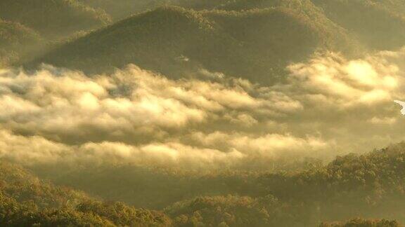 特写:清晨泰国山上的雾海