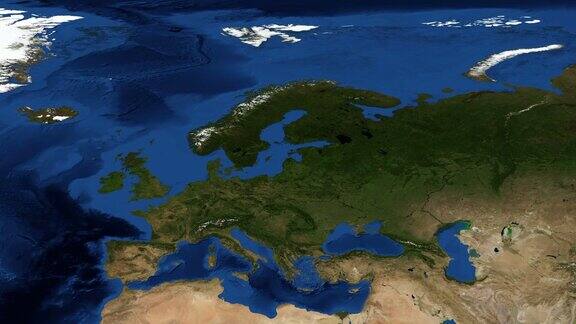 从太空中看到北欧
