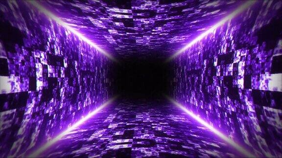 紫色发光霓虹灯隧道动画