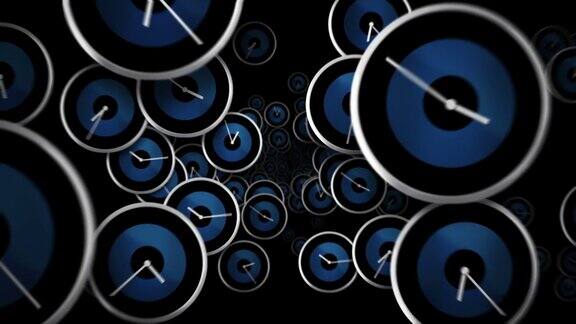黑色和蓝色的时钟在飞Loopable