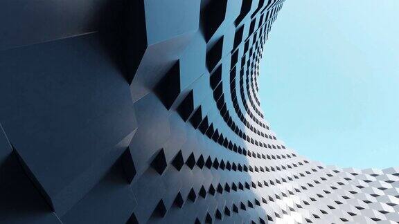 抽象的现代建筑波浪立面3d渲染