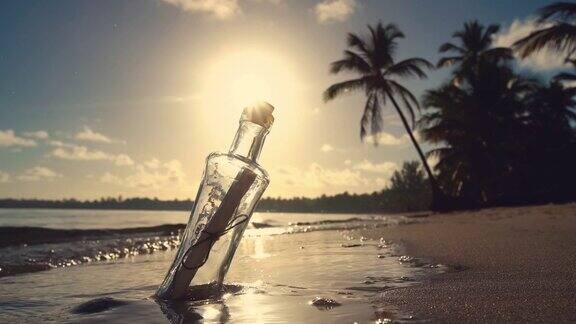 瓶子与按摩在海滩上的热带岛屿视频彭塔卡纳