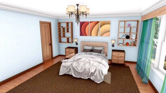 现代卧室室内设计创作3D动画