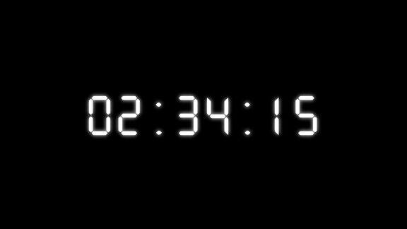 数字白色闹钟计时器或手表天文钟动画-动画秒表倒计时5分钟到0分钟快速运动叠加阿尔法分层和绿色屏幕Chroma键控背景视频