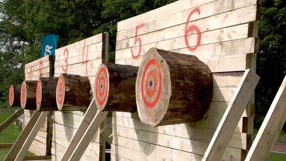 挂在墙上的大木头是为了参加斧头比赛