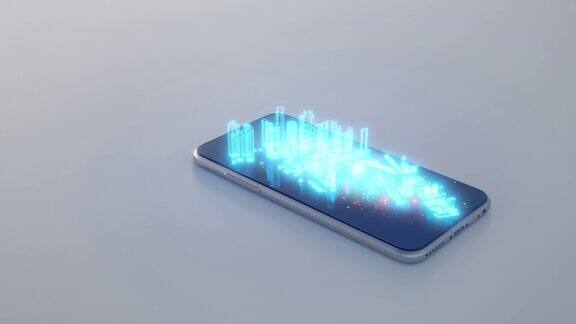 智慧城市概念的智能手机上建立全息图