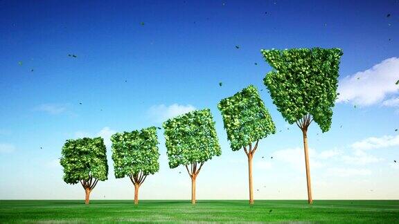 绿树变了生长箭头增长的股票市场2.