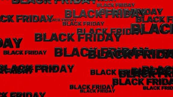 黑色星期五的文字落下来孤立的红色背景为宣传片循环3d渲染折扣、促销、季节性促销、购物