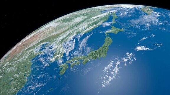 从外太空鸟瞰地球上的日本群岛
