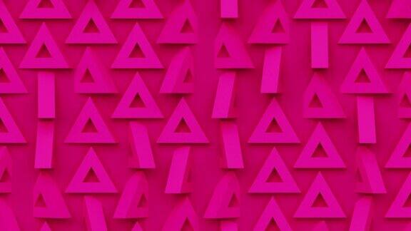 几何马赛克网格抽象无缝循环红色背景三角形旋转形状三维渲染创意运动设计墙纸与三角形图案