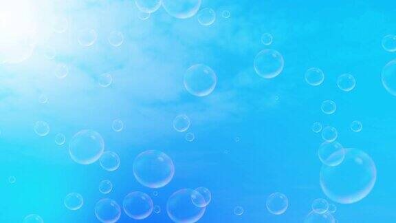 气泡在蓝天与云的背景