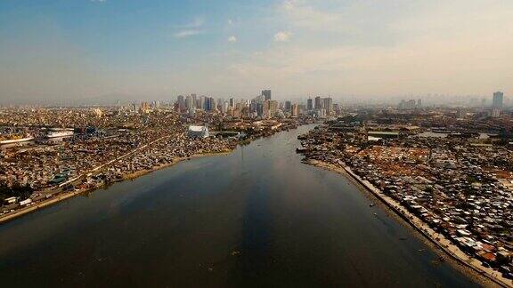 有摩天大楼和建筑物的空中城市菲律宾马尼拉马卡迪