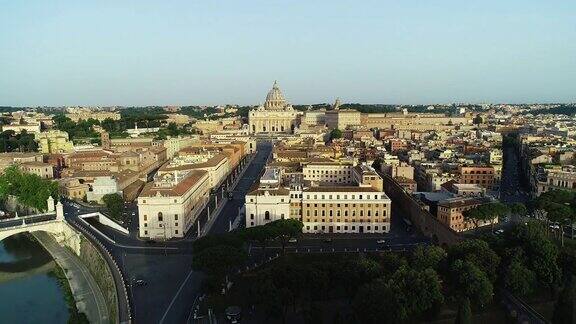 鸟瞰图梵蒂冈城圣天使城堡和特维尔河4k