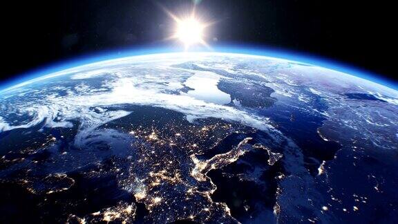从太空卫星上看地球