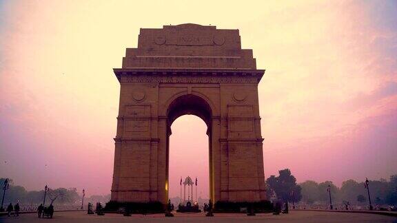 美丽的颜色日出看印度门