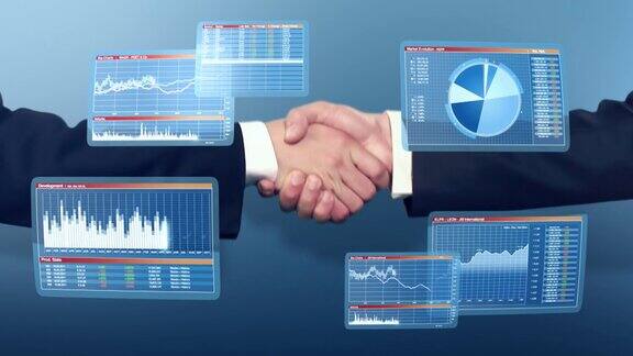 商人与3D财务图表握手